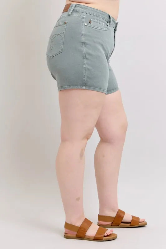 Judy Blue Full Size Hw Garment Dyed & Back Pkt Embroidery Shorts Plus Size 6b75d3e7-6b1b-48d7-8edc-3102bcaaf329-Max-Origin