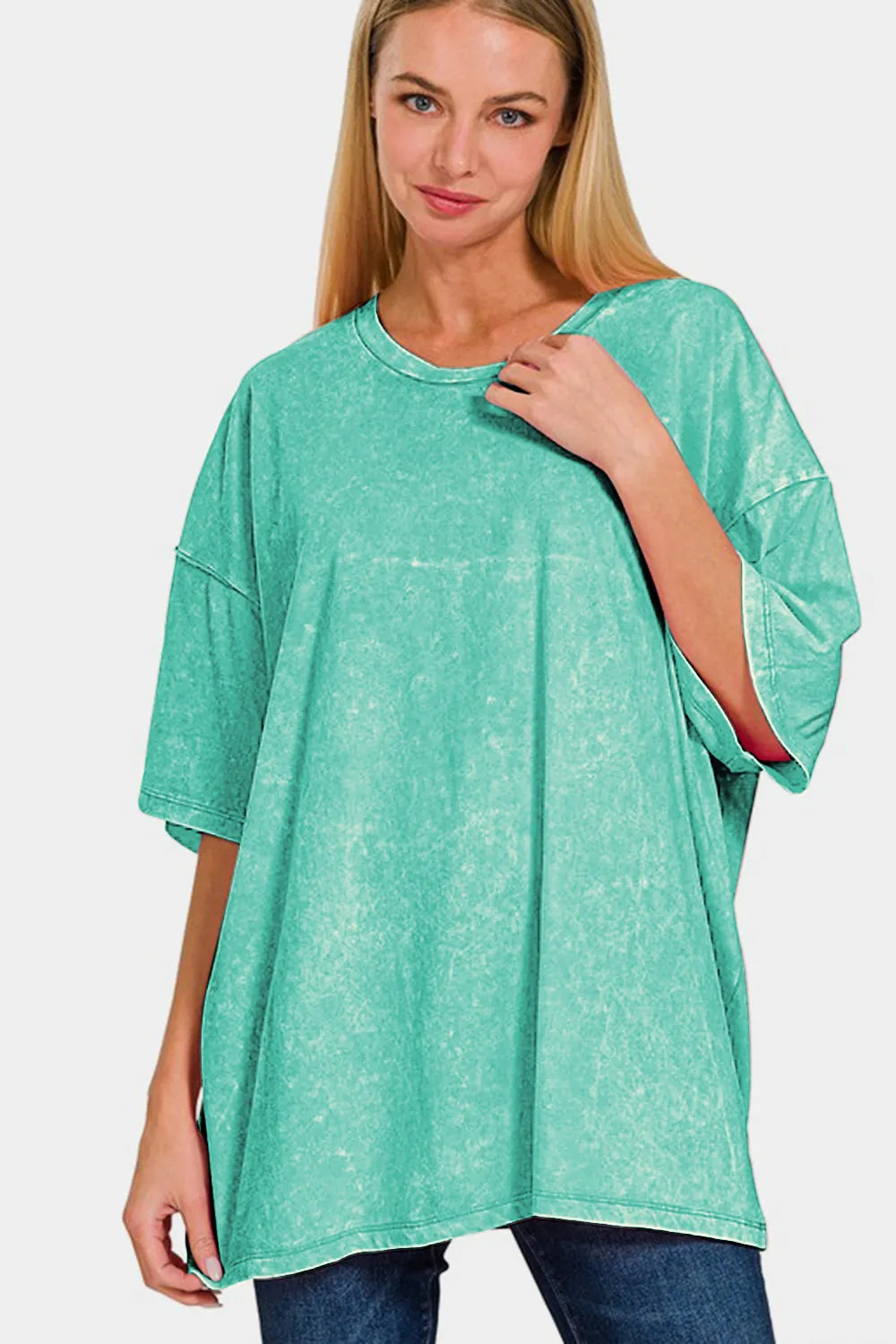 Zenana Full Size Washed Round Neck Drop Shoulder Oversized T-Shirt 6b8b7f46-5165-4a3e-8aab-db4a9c01d726-Max
