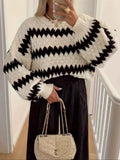 Striped Round Neck Dropped Shoulder Sweater White 6b98ec0f-5f9d-469d-84f2-b72c6455ec3c-Max-Origin