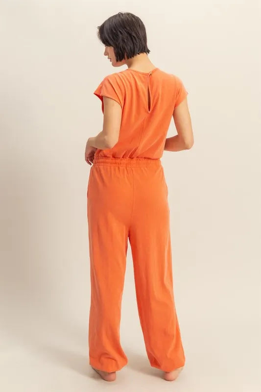 Back Keyhole Round Neck Cap Sleeve Drawstring Jumpsuit 6ba100d6-d61b-47e6-95c2-e2301eb499e3-Max