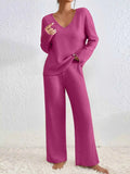 Ribbed Knit V-Neck Top and Pants Set Cerise 6ba4b8b3-c930-4fb4-ab51-6c758bf7dfa5-Max-Origin