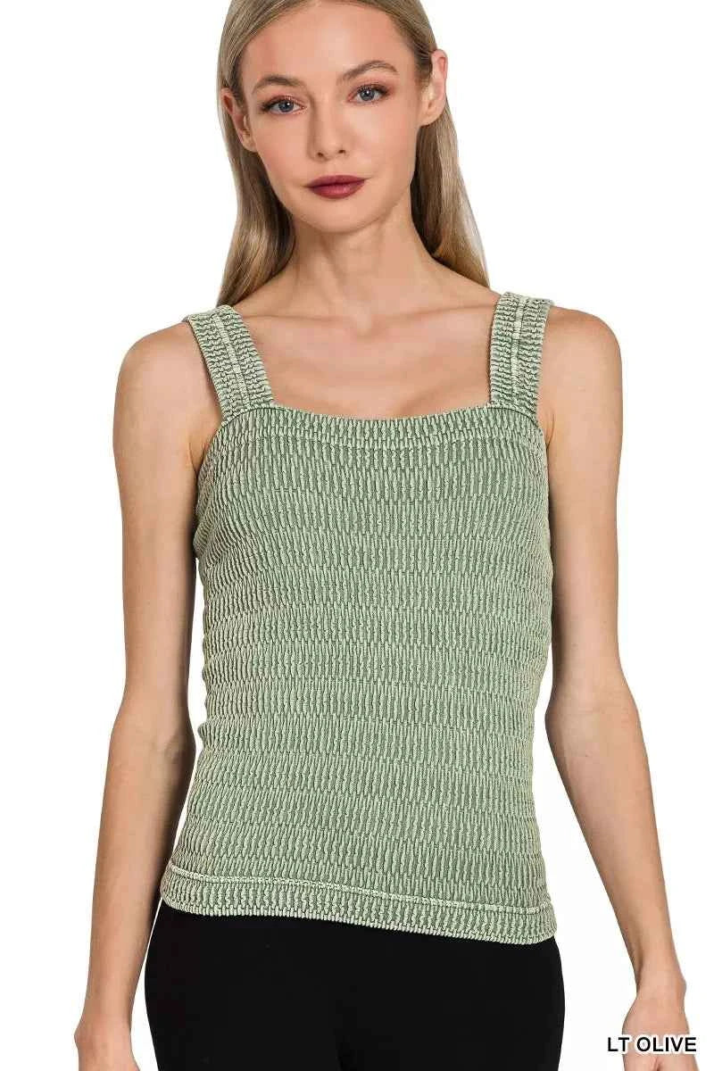 Zenana Seamless Winkle Stone Washed Tank Top LT OLIVE 6bab721592f442bdbab4dfc18e32a926-Max-Origin