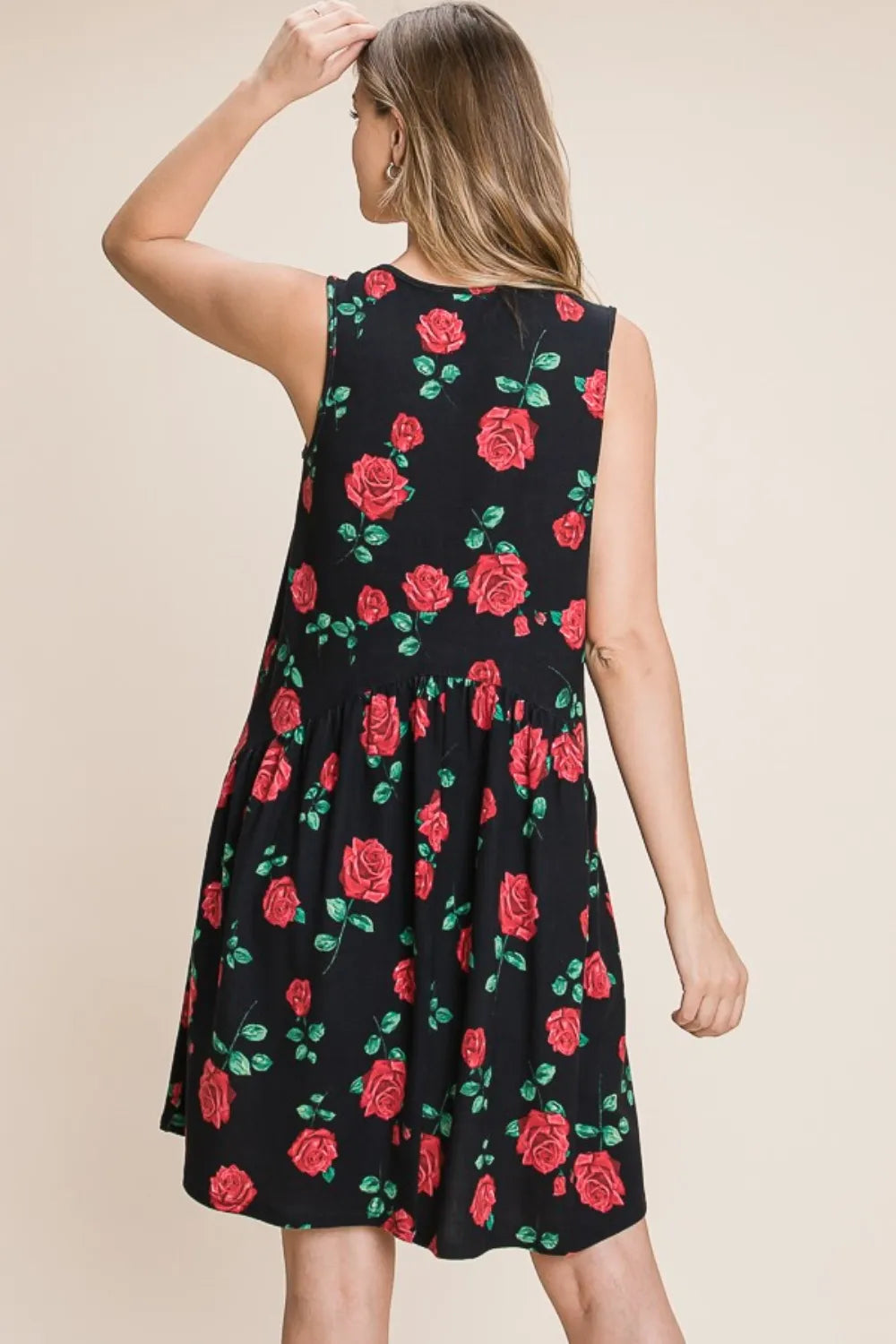 BOMBOM Floral Ruched Tank Dress 6bab74f6-eb5d-4353-80bc-781a075f86f3-Max