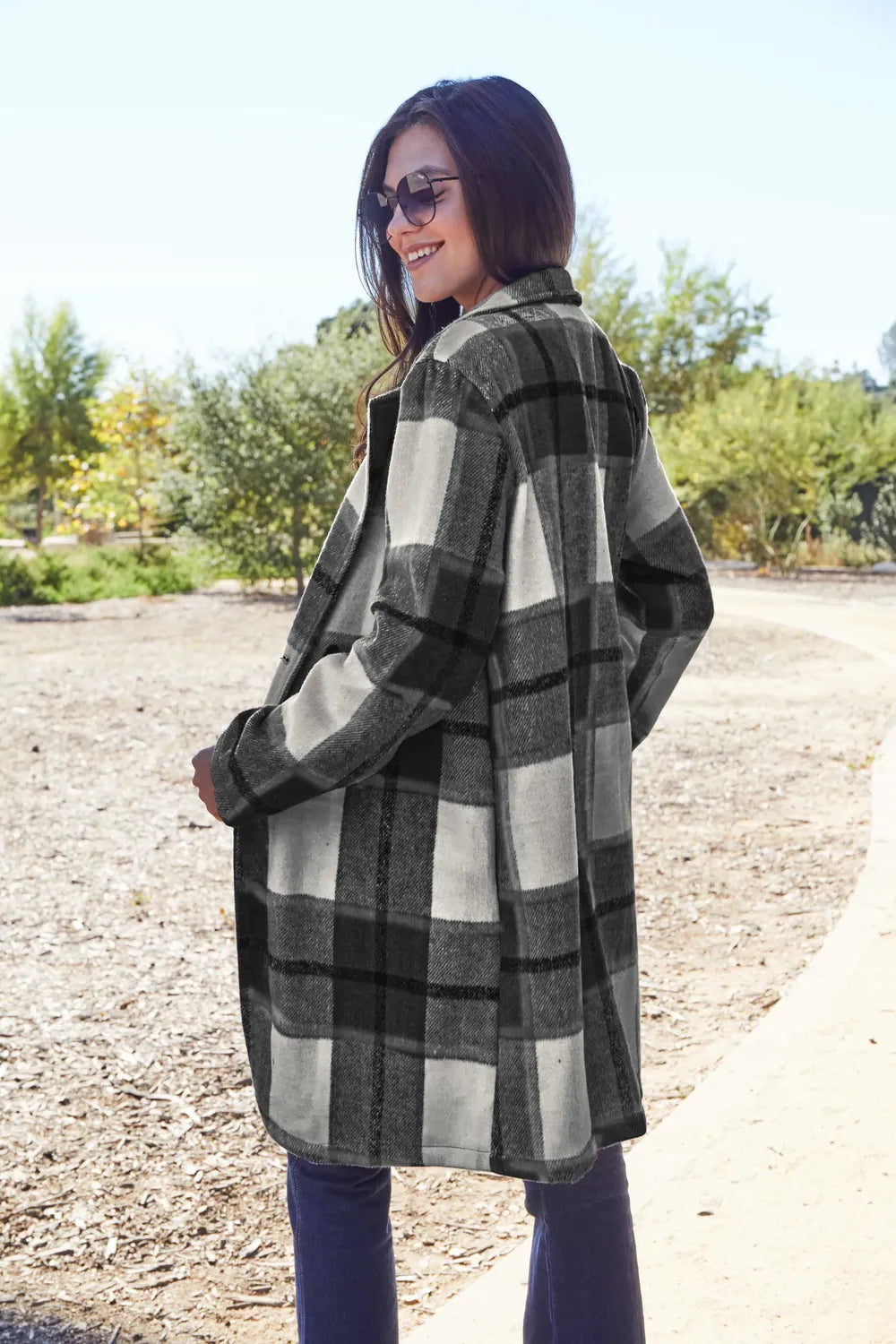 Double Take Full Size Plaid Button Up Lapel Collar Coat 6babd0b297534183bf8edc1f78c6a212-Max