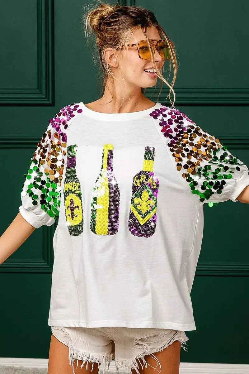 BiBi Sequin Mardi Gras Bottles Spangled Sleeve Top 6bac25754e8e4ce2a70e45db46f8b415-Max-Origin