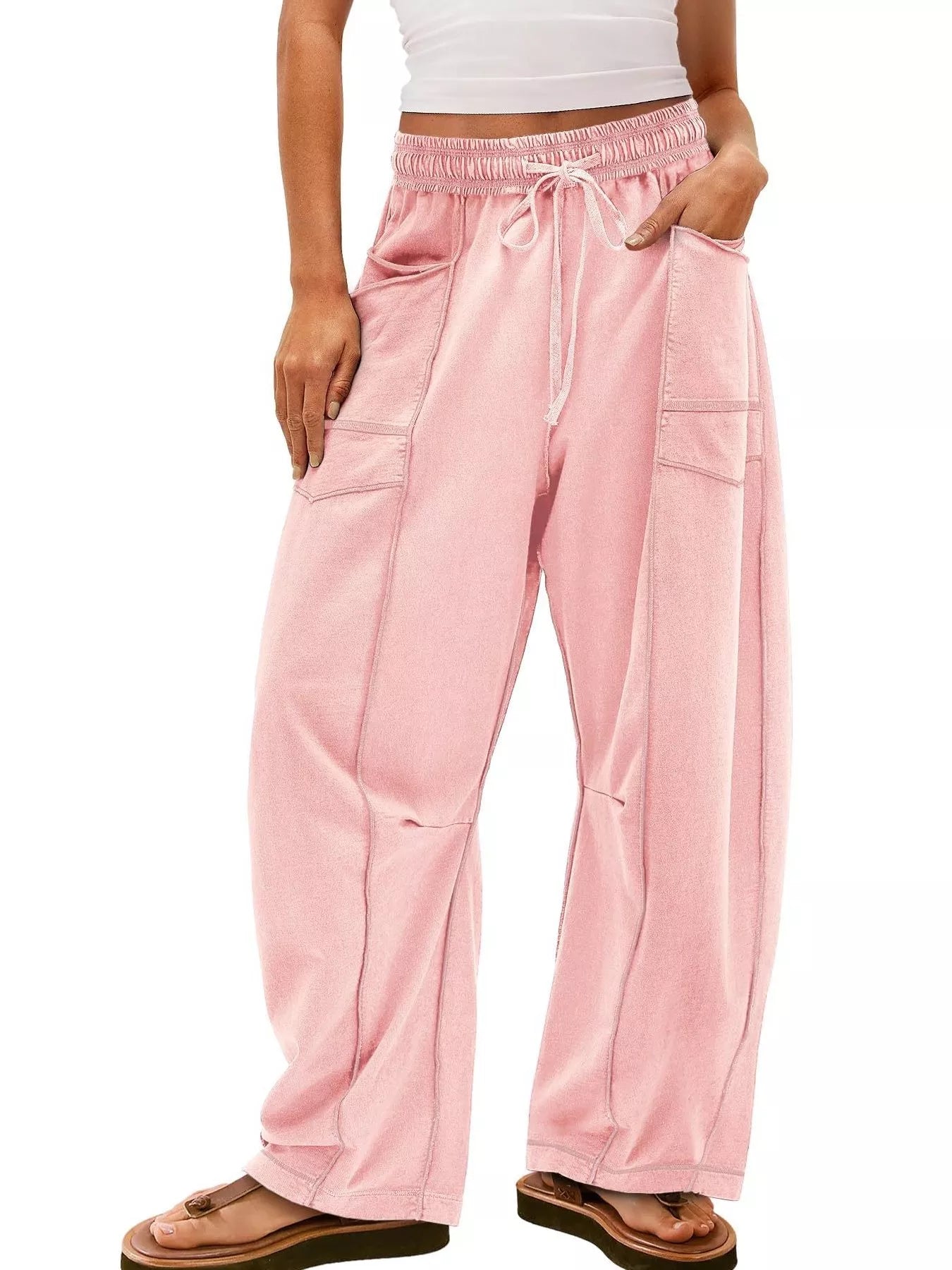 Drawstring Wide Leg Pants Light Pink 6bbca3da-4a5e-47f8-b78a-d4240bc2d791-Max-Origin