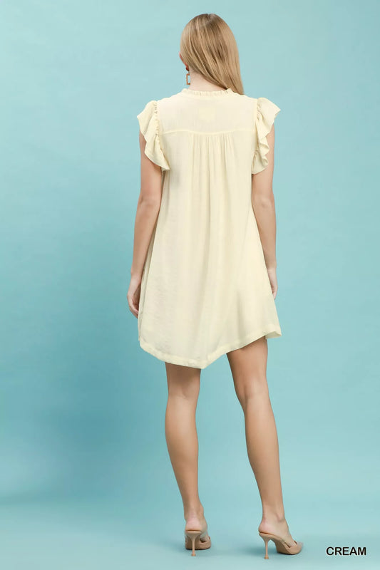 Ruffle Sleeve Henley Shift Dress 6bc703dd-a318-425f-bebf-fabc529776b5-Max-Origin