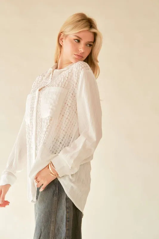 Crinkled Jacquard Button Down Shirt 6bc7c4cb-f3c7-4fdd-a682-e0e25e423505-Max