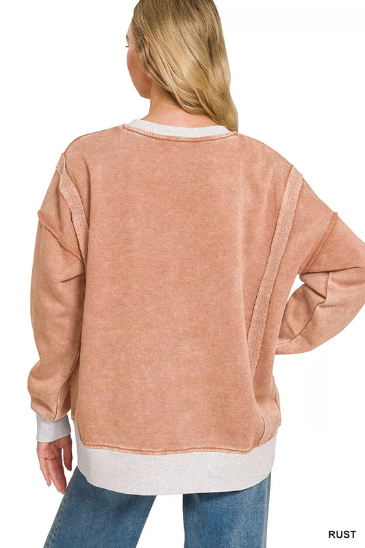 Fleece Acid Washed Contrast Trim Sweatshirt 6bd17b60-3b7f-421c-a919-d8eb32b6b149-Max-Origin