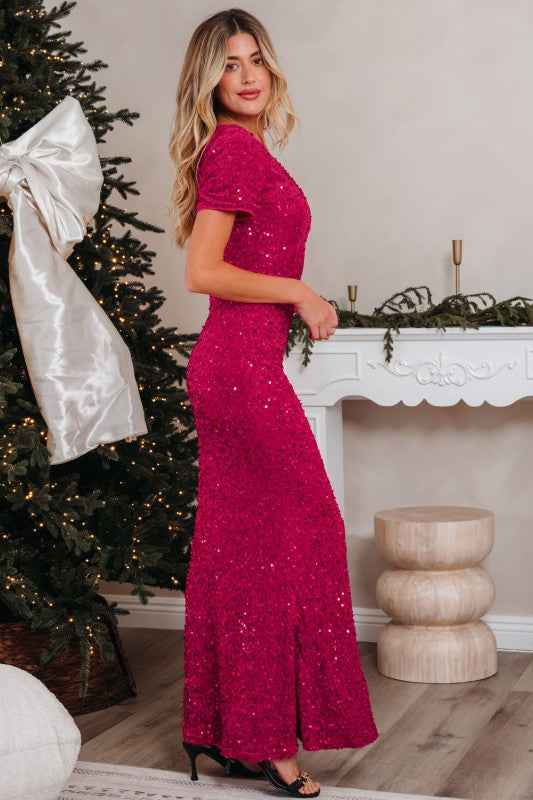 Sequin One Shoulder Thigh High Split Bodycon Gown 6bd5d195-bdf1-446f-b3e2-1724fd565508