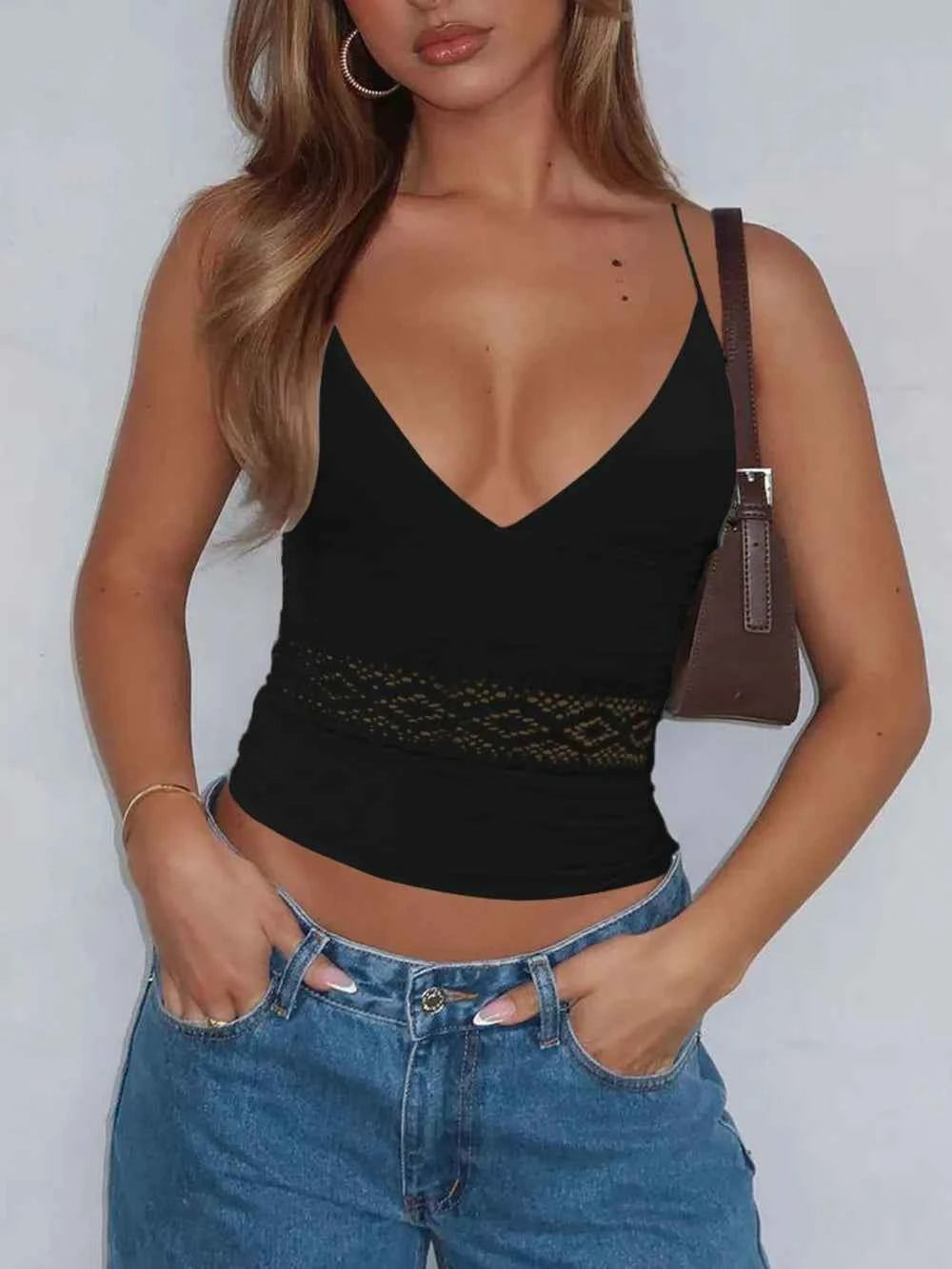 Devine Lace Detail Halter Neck Cami 6bea99d9-d69f-45d3-b027-b1dc07cd0ada-Max