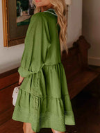 Striped Hem 3/4 Sleeve Tiered Dress 6beb31f5-59fc-4f11-97d9-24a5a1eadcbd-Max-Origin