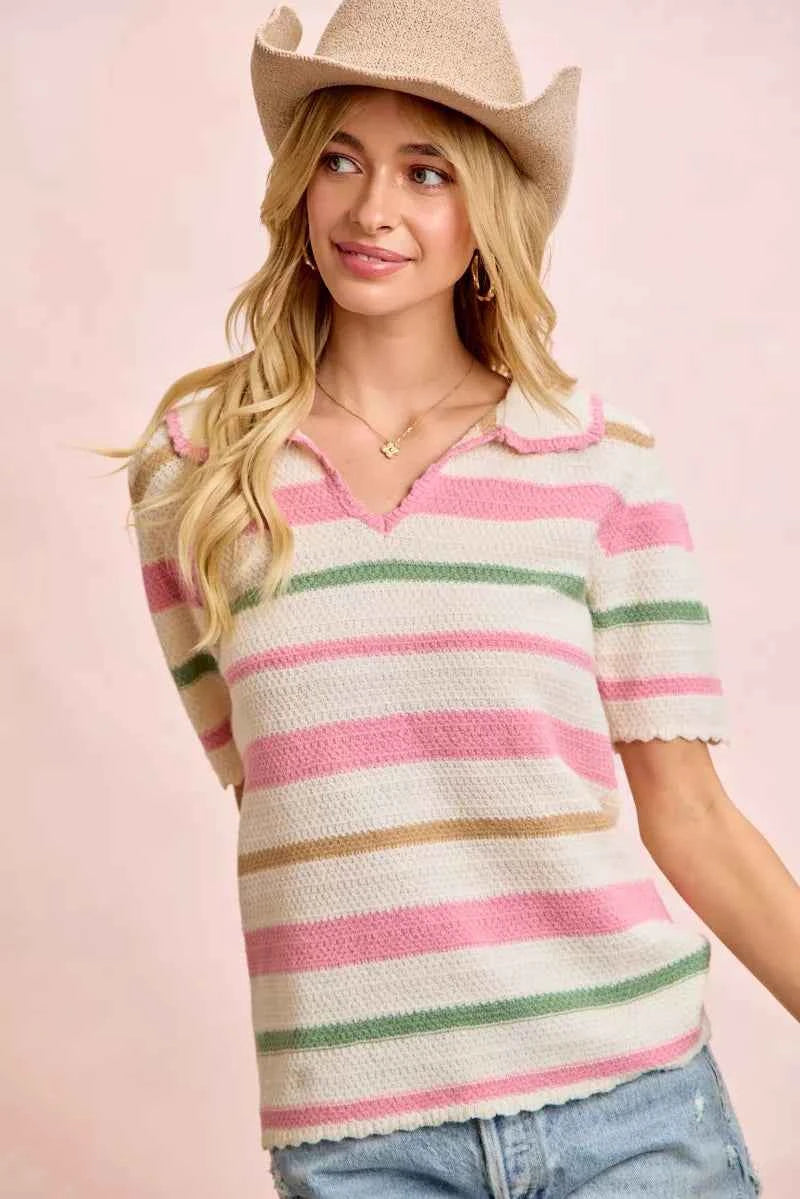 BiBi Multi Colors Stripes Collared Knit Top 6bf77b2a2dc944a7a029ef9d37996454-Max-Origin
