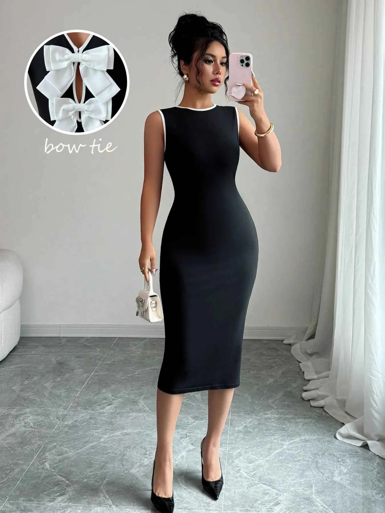 Contrast Bow Back Sleeveless Midi Dress 6c00b2ff-cf40-4045-8ebc-2e3c2db988c7-Max-Origin