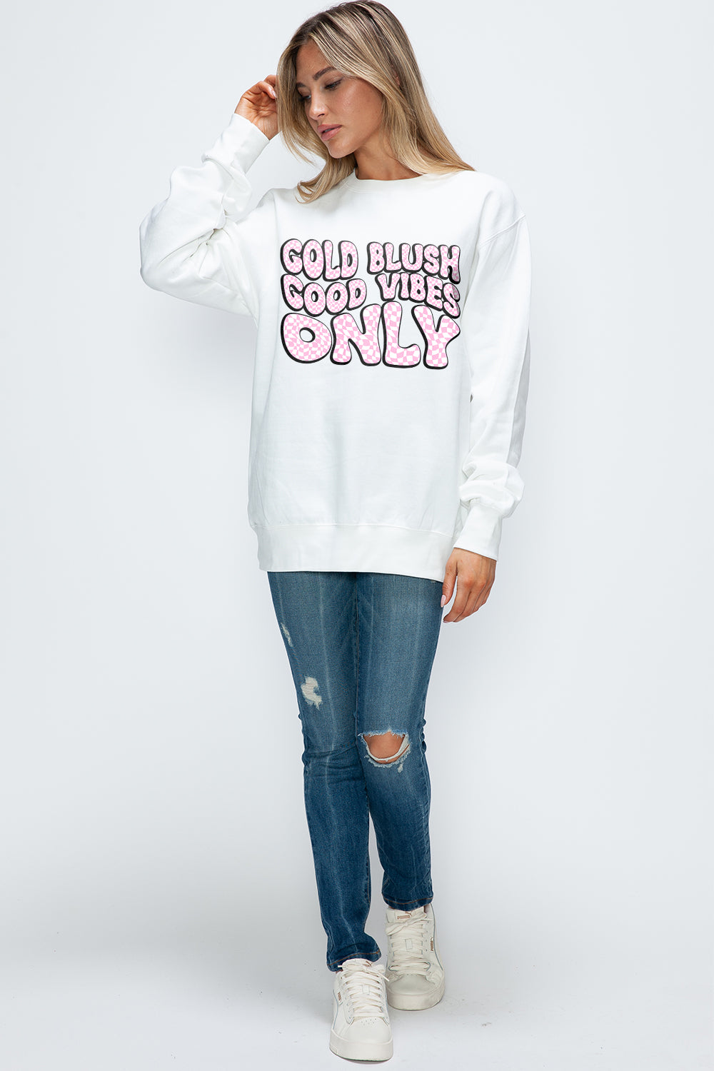 Simply Love Full Size Letter Graphic Round Neck Long Sleeve Sweatshirt