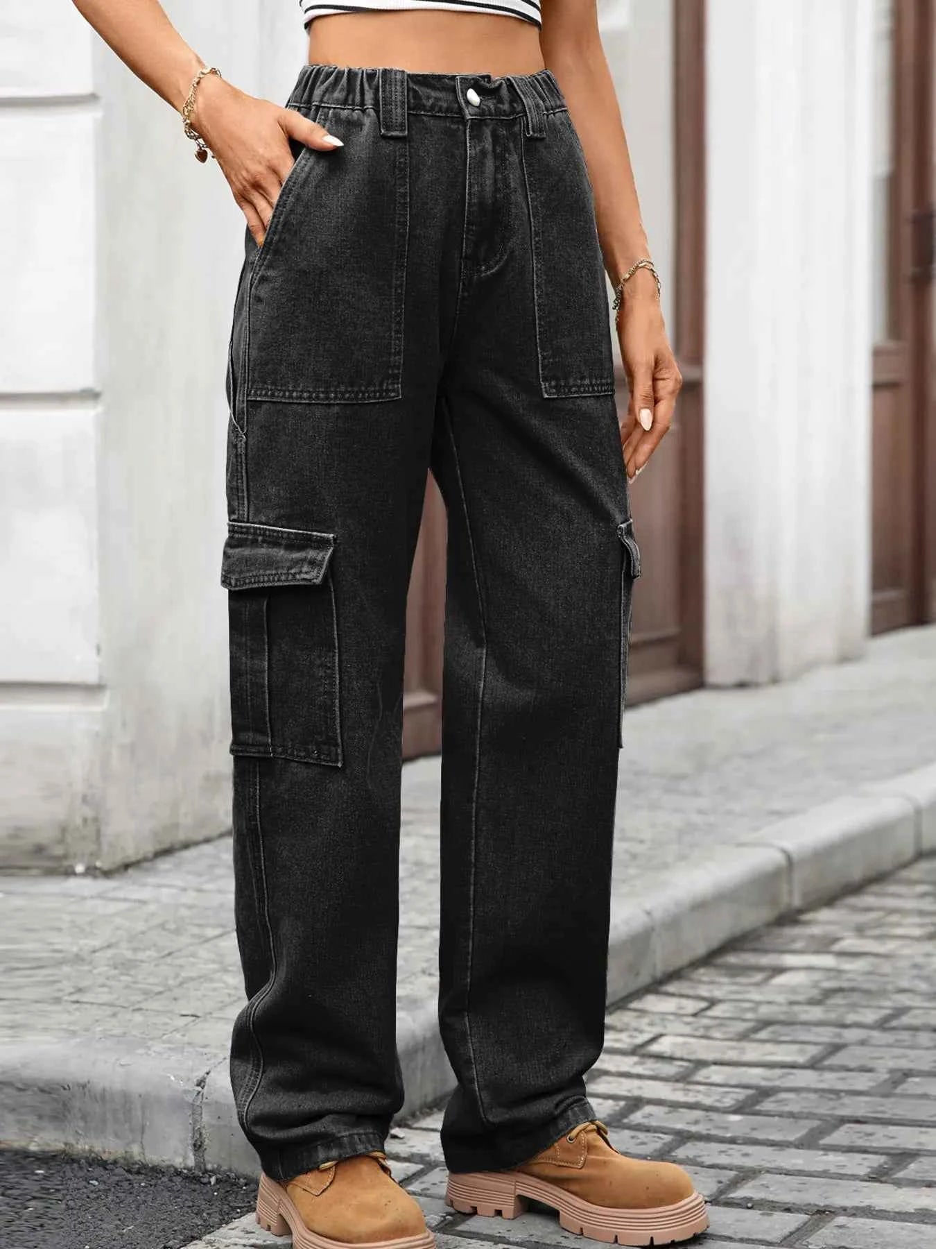 High-Waisted Cargo Jeans Black 6c135dd132554b12ba416e2af0cc0660-Max-Origin