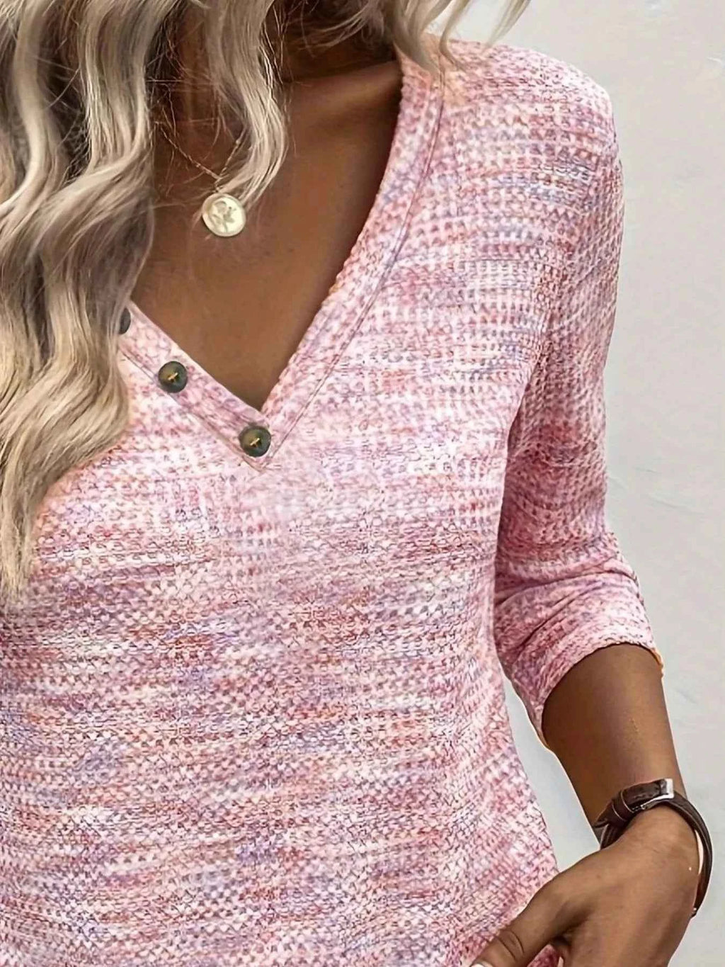 Decor Button V-Neck Long Sleeve Top 6c137545-6fdc-40d4-867b-0307b23af727-Max-Origin