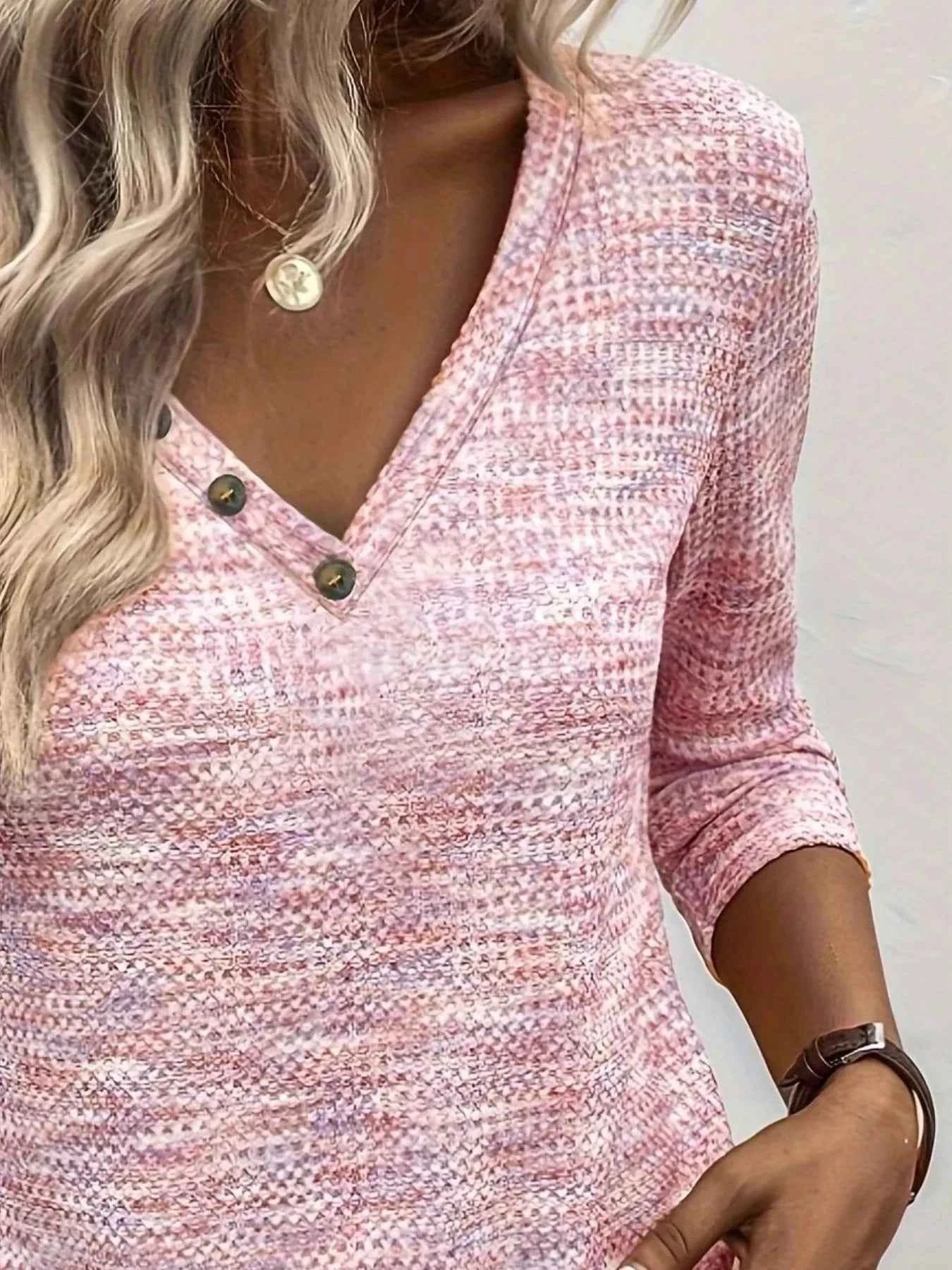 Decor Button V-Neck Long Sleeve Top 6c137545-6fdc-40d4-867b-0307b23af727-Max-Origin
