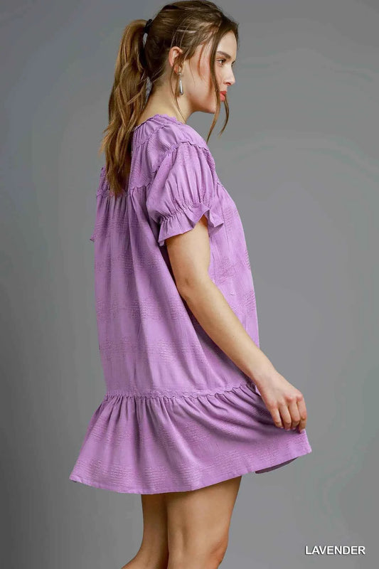 Umgee Heart Pattern Short Sleeve Ruffle Babydoll Dress 6c142ac4-a0eb-45da-855c-e7567b308a7f-Max-Origin