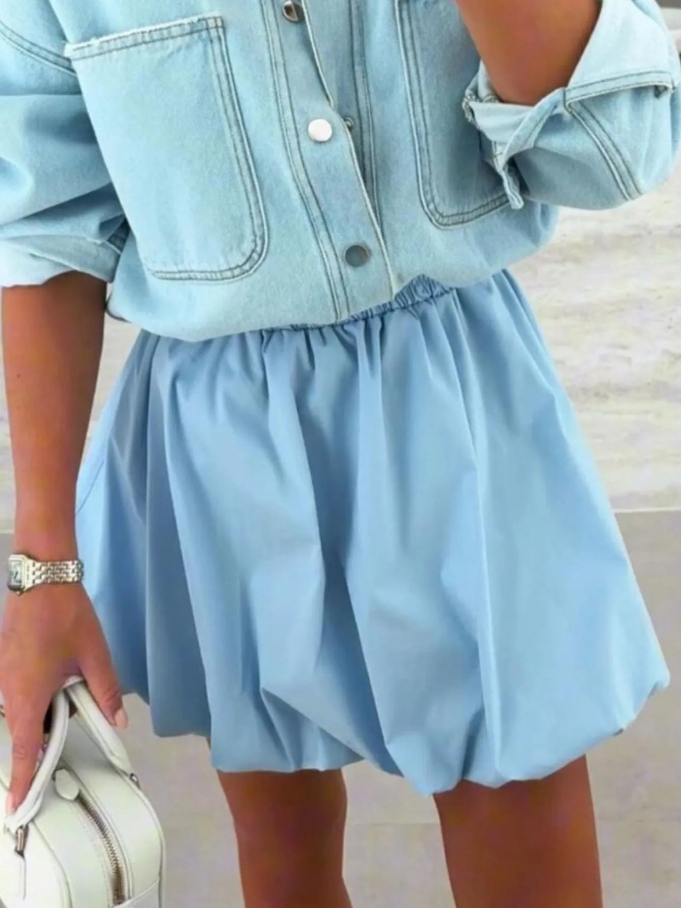 Elastic Waist Bubble Skirt 6c179a46-8bd6-4759-bc67-9e42605274b0-Max-Origin