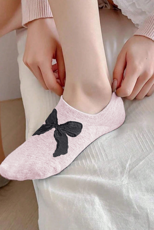 Pink Bow Print Boat Socks 6c19278ee93a9c25