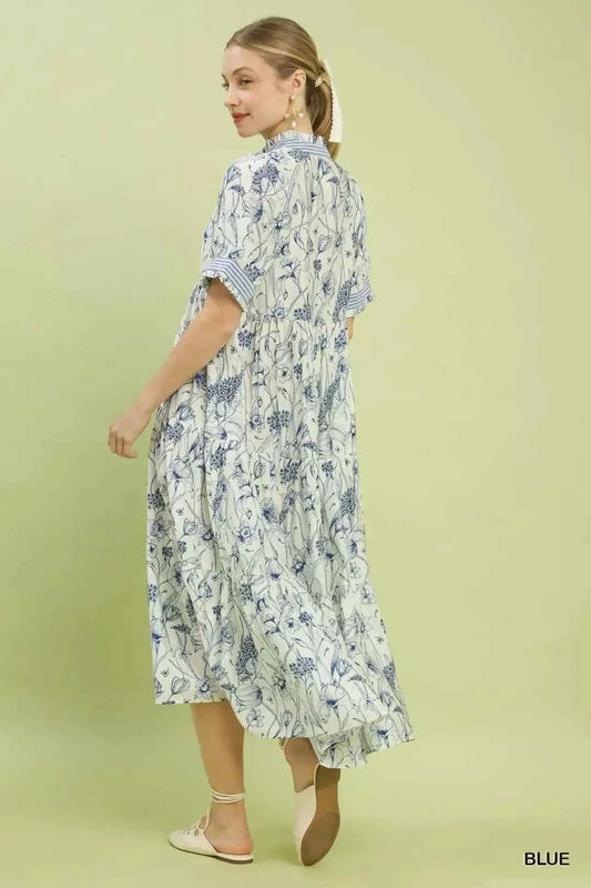 Floral Tiered Midi Dress with Ruffle Trim 6c1b4fb9-b95c-4740-90cc-fcb1e71297ed-Max-Origin