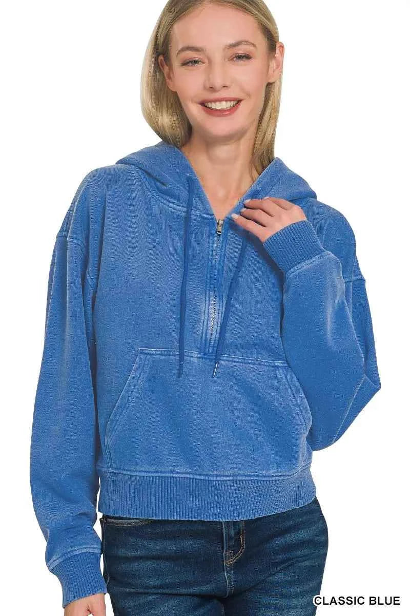 Zenana Fleece Pigment Dye Half Zip Kangaroo Pocket Hoodie 6c216b9b729341408287f29c66c6dfb4-Max-Origin