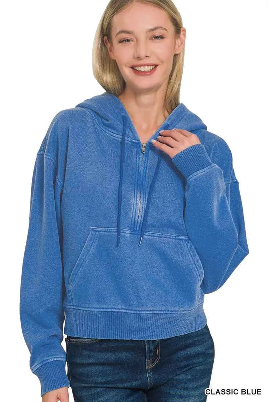 Zenana Fleece Pigment Dye Half Zip Kangaroo Pocket Hoodie 6c216b9b729341408287f29c66c6dfb4-Max-Origin