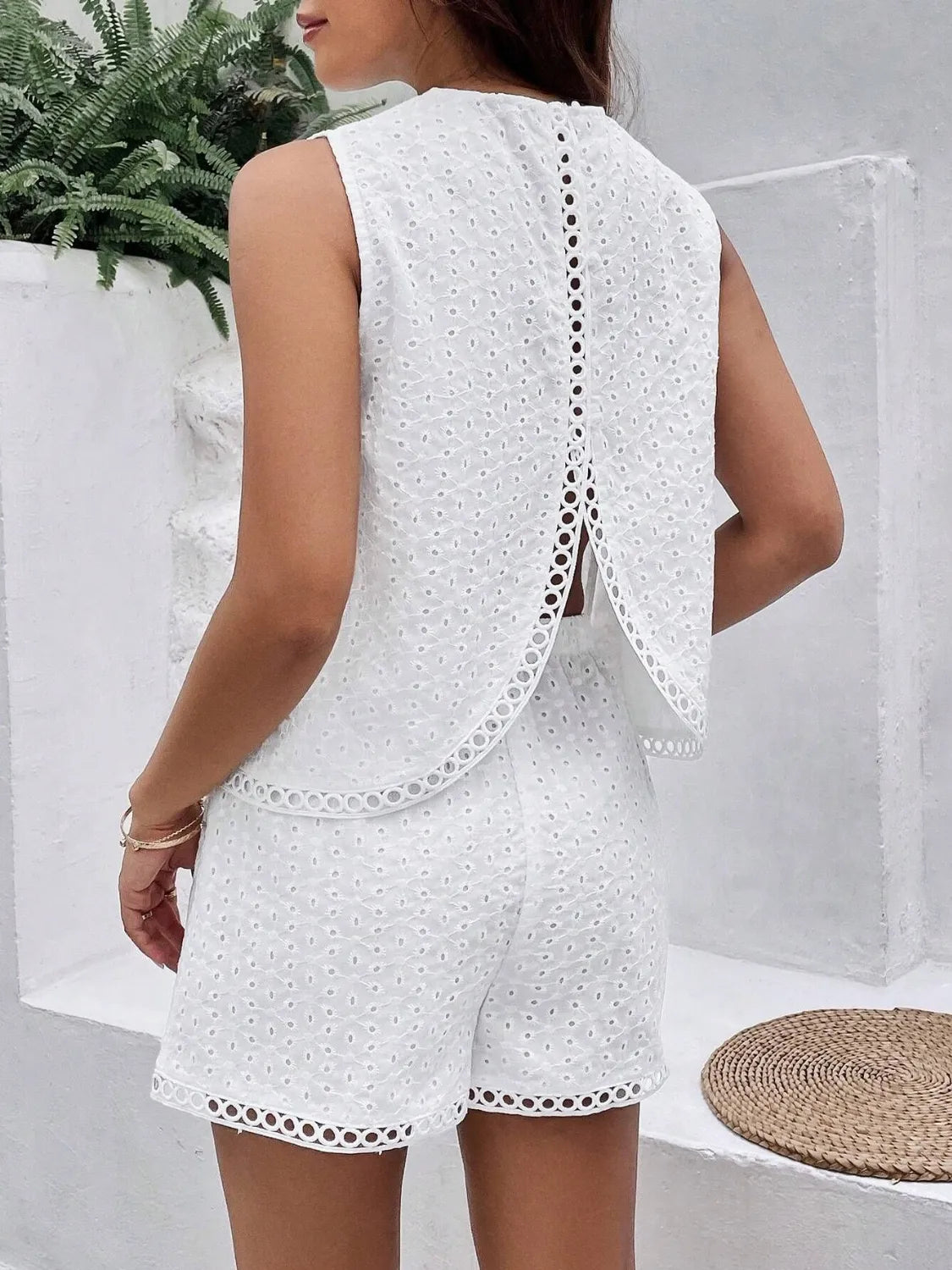 Eyelet Round Neck Top and Shorts Set 6c252466-1de8-4068-8cdf-e7e27bd3d082-Max-Origin