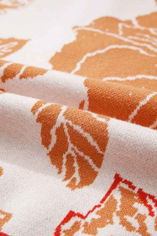 Floral Half Zip Collared Pullover Sweater 6c2b3653-3924-493c-9e21-39fad8f1fe32