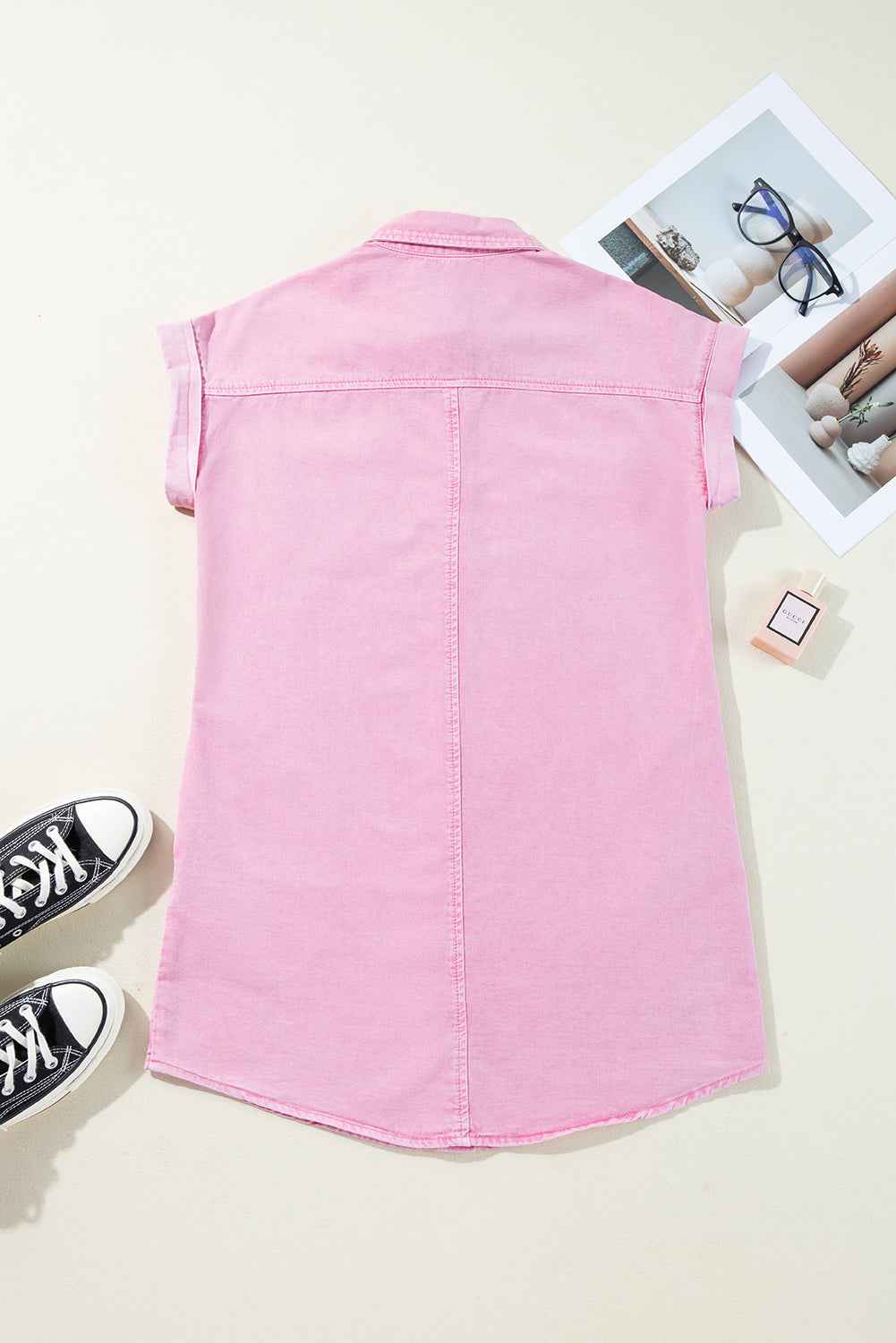 Orchid Petal Double Chest Pocket Denim Shirt Dress 6c314038a4640163