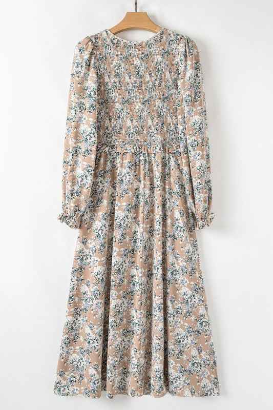 Floral Smocked Puff Sleeve Maxi Dress 6c333c5d-3eac-49ad-9091-493ca7fe5cc1