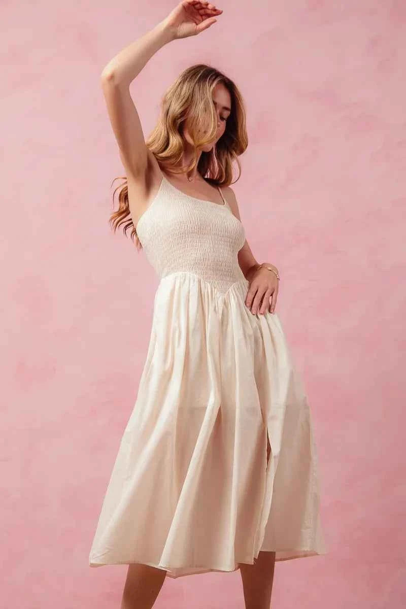 SO ME Smocked Sleeveless Casual Everyday Dress With Slit 6c34b7196f6f4f67b8c9ddb0d48cd51e-Max-Origin