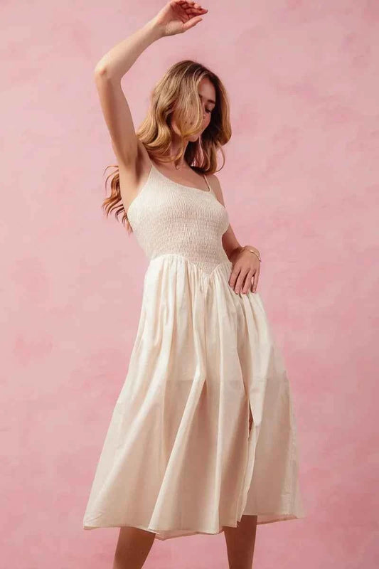 SO ME Smocked Sleeveless Casual Everyday Dress With Slit 6c34b7196f6f4f67b8c9ddb0d48cd51e-Max-Origin