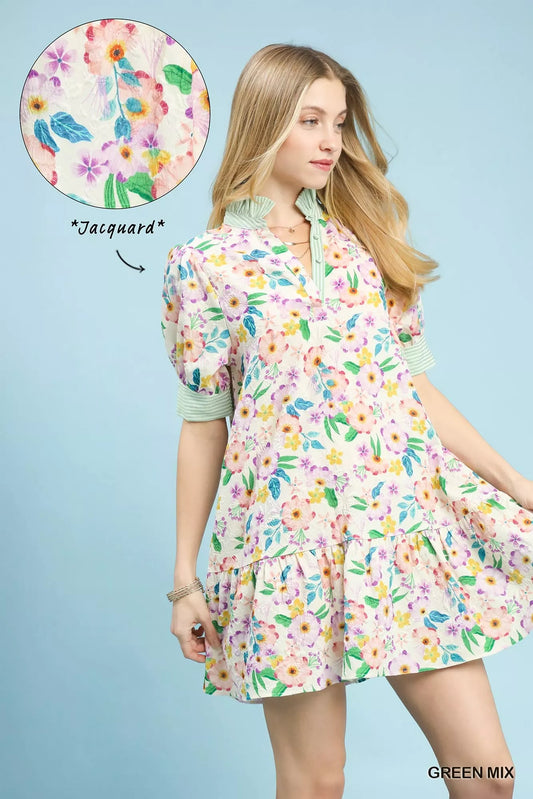 Mix Floral Ruffle Collar Tiered Babydoll Dress 6c34c6bd-1521-430b-ba1a-f86304b9c647-Max-Origin