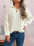 Ribbed Hem Quarter Zip Sweater 6c3612221fba477e95cc627e3addfc1a-Max-Origin