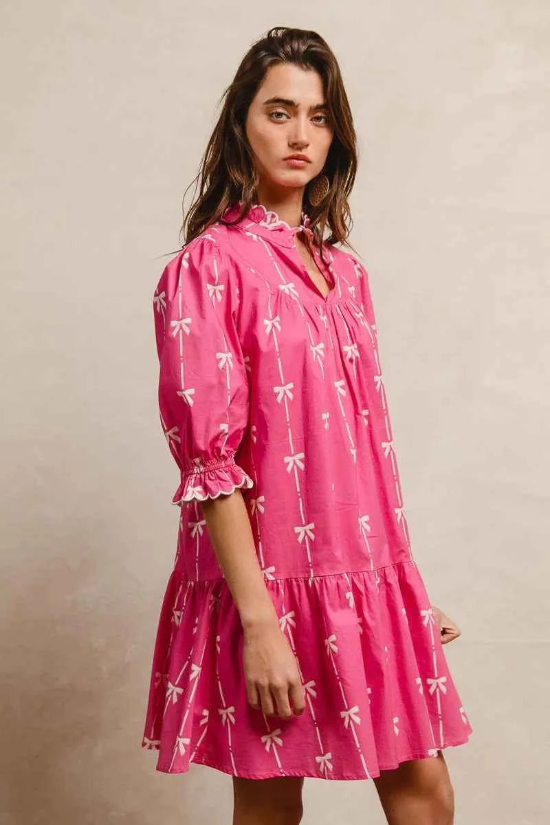 BiBi Ribbon Patterns With Scallops Edge Details Short Sleeve Dress 6c373c2df1cf402db24d0e5d916eb611-Max-Origin