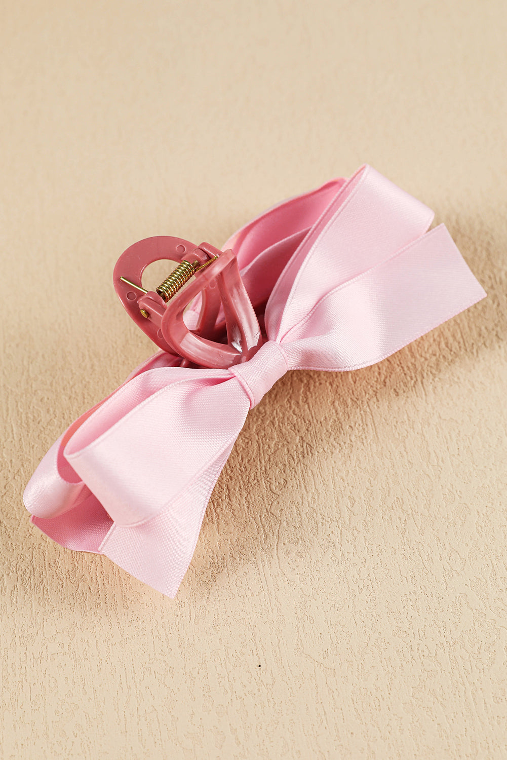 Light French Beige Solid Color Ribbon Bow Decor Hair Clip 6c3796a617dfd6ab