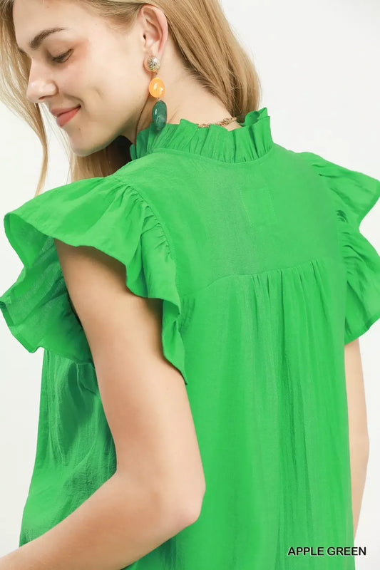 Smocked Yoke Ruffle Sleeve Blouse 6c3a1f29-5f7f-4b02-9a3a-93e3ff45bf8b-Max-Origin