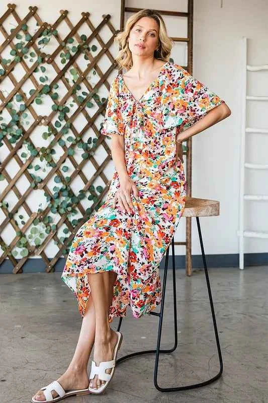 Lime 'N' Chili Floral Print Sweetheart Neck Tie Front Midi Dress 6c3fd54a8a8f425498f87fb9838c4133-Max-Origin