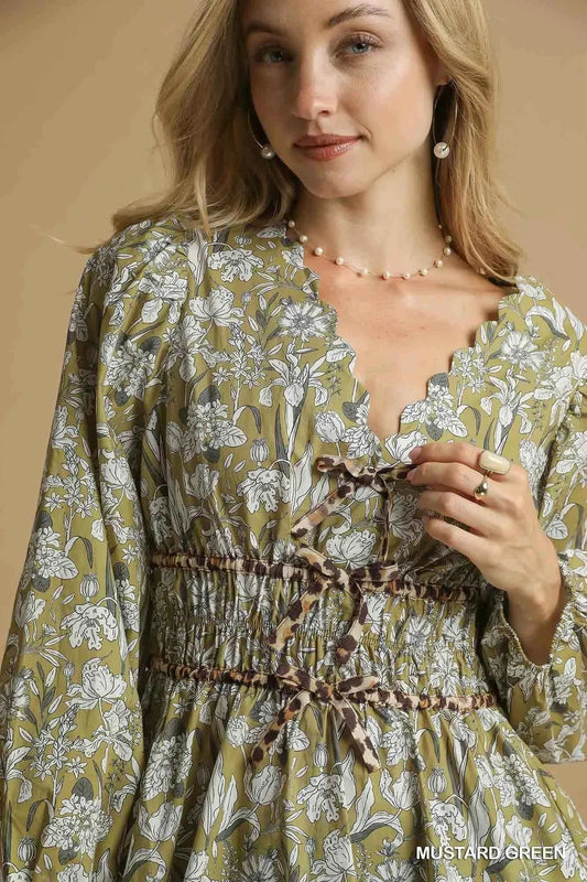 Floral Smocked Peplum Blouse with Tie Detail 6c5f170a-d4dd-4d65-af3f-59acf6422c03-Max-Origin