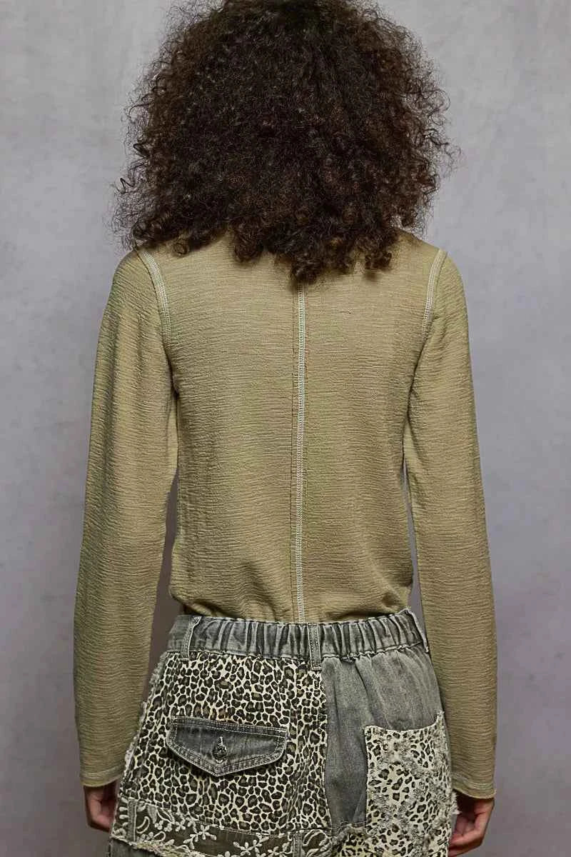 POL Round Neck Long Sleeve Contrast Stitching T-Shirt with Stud Detail 6c6f3ddb-d07f-4cda-b434-a936b24ad043-Max-Origin