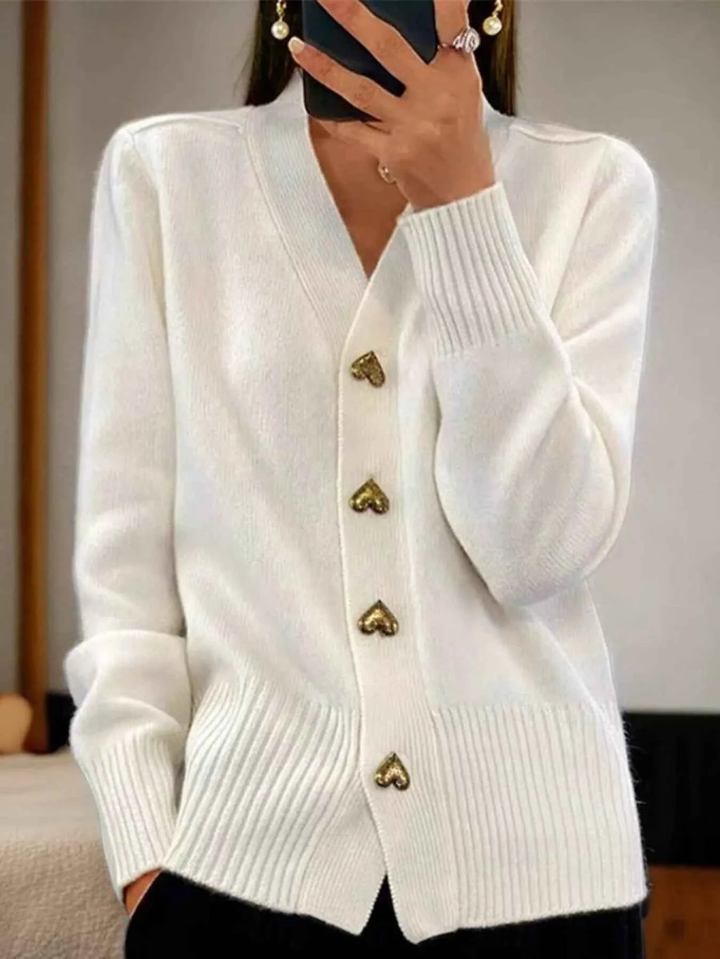 Full Size Heart-Button Knit Cardigan Plus Size White 6c7002ec56234bf39e94352c21889070-Max-Origin