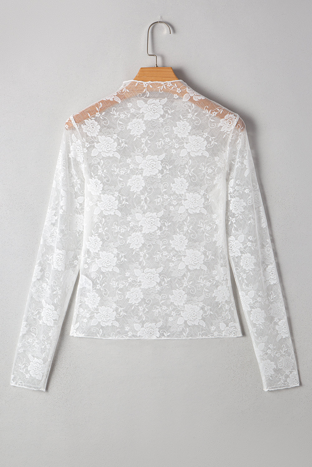 Black Mock Neck Floral Lace Mesh Long Sleeve Top 6c858da2c7f223b1