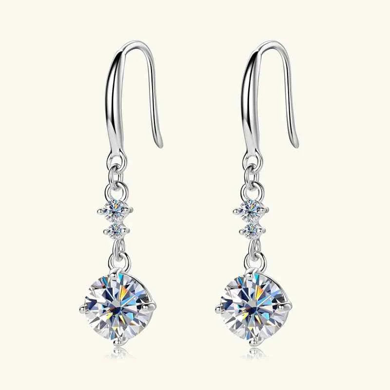 2 Carat Moissanite 925 Sterling Silver Earrings Silver One Size 6c888739-9f6e-4fae-a571-cf17c91c5ece-Max