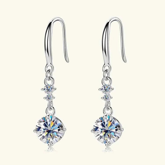 2 Carat Moissanite 925 Sterling Silver Earrings Silver One Size 6c888739-9f6e-4fae-a571-cf17c91c5ece-Max