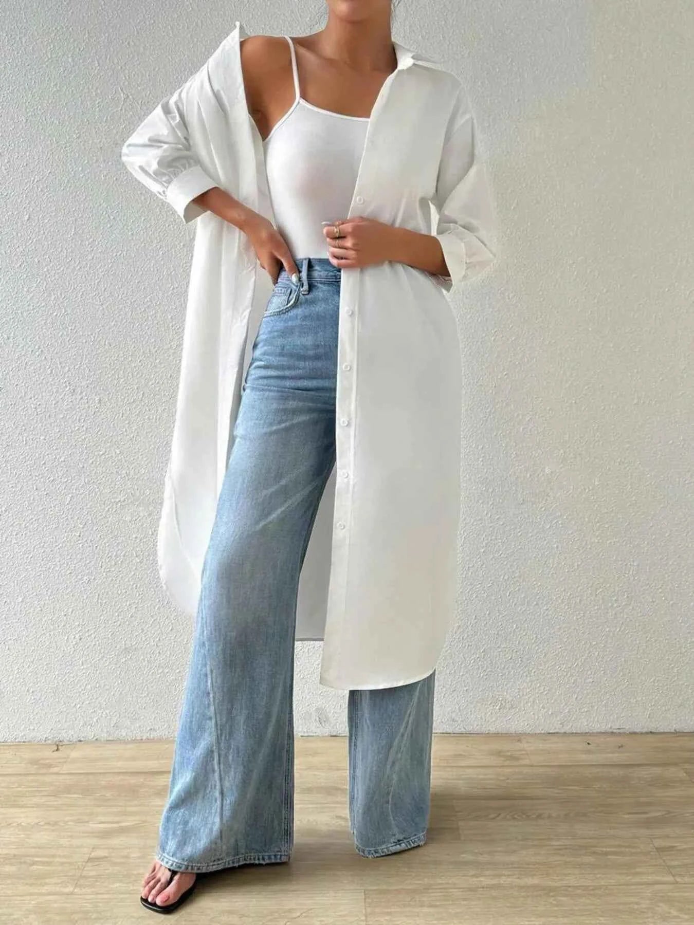 Button-Up Long Sleeve Longline Shirt 6c9394f143ec419f9b5ec028dfc482f1-Max-Origin