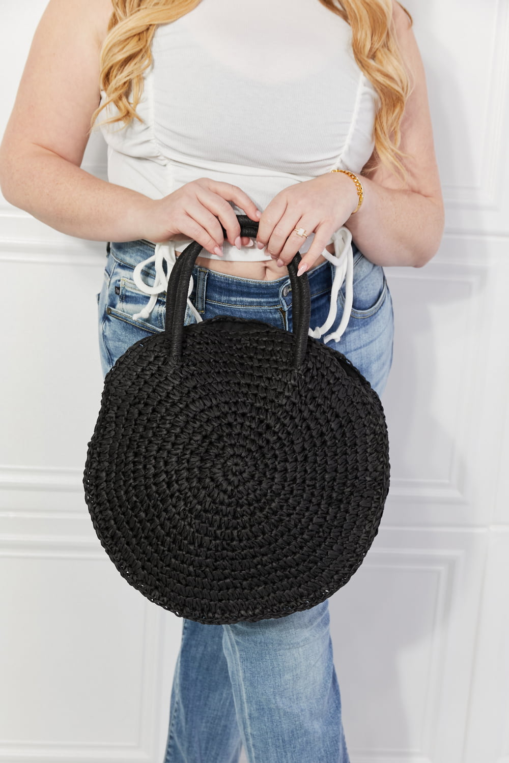 Justin Taylor Beach Date Straw Rattan Handbag in Black 6ca3dadddeb140dfb785af1b3e87d577-Max