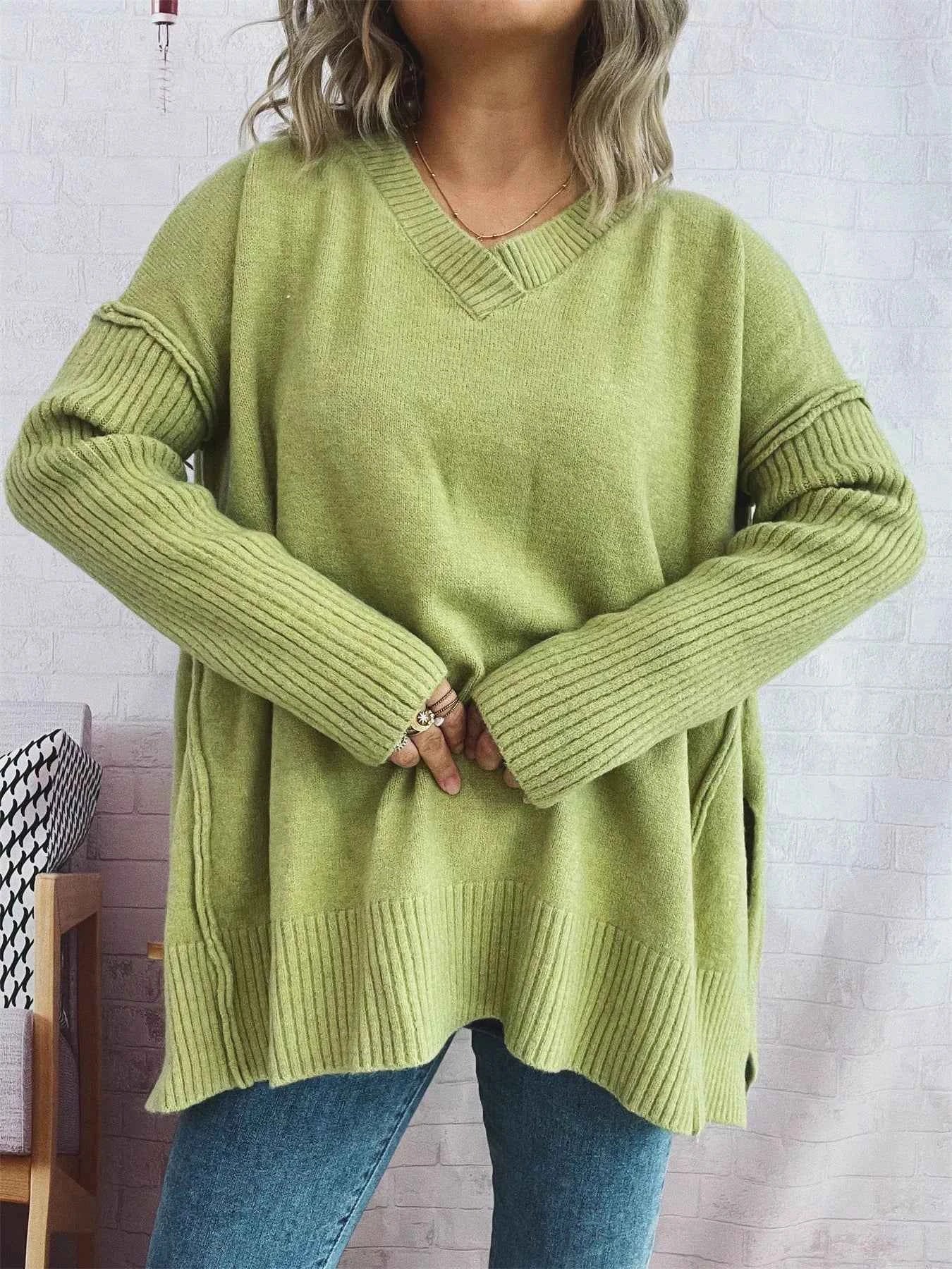 V-Neck Dropped Shoulder Sweater 6cb4630b0f1f40fa98b55ebcb84ed46c-Max-Origin
