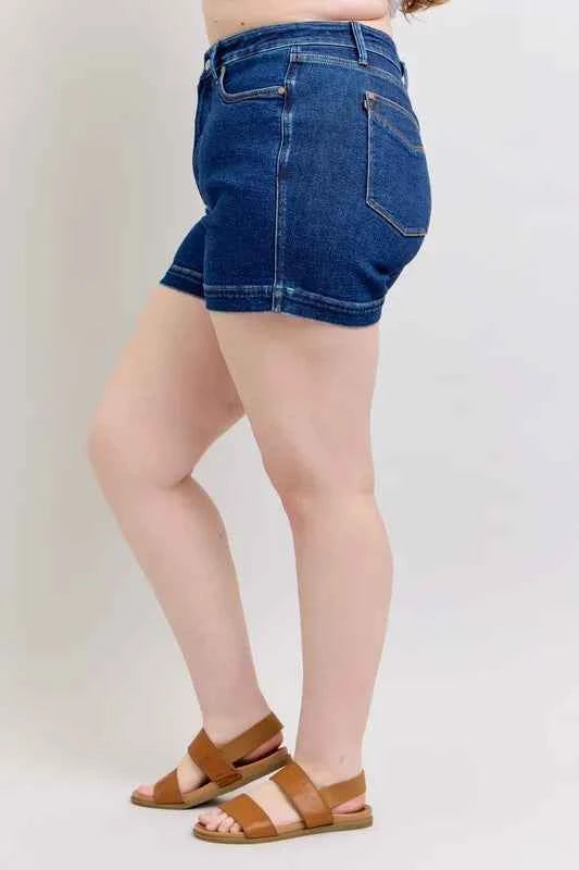 Judy Blue Plus Size High Waist Tummy Control Denim Shorts 6cb6f6f2-d863-4699-9e02-37647e897f90-Max